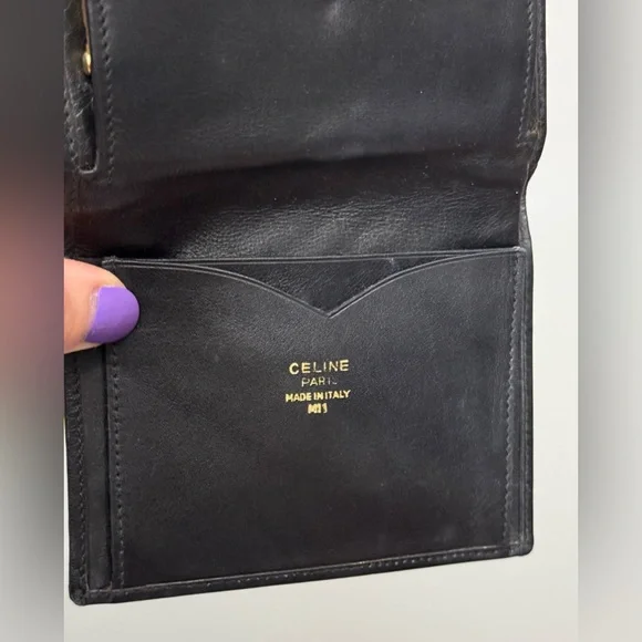 Celine vintage Paris black leather wallet - Picture 5 of 10